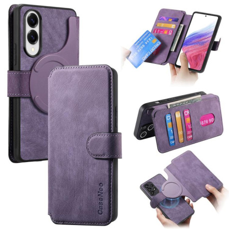 Чохол-книжка CaseNeo MagSafe RFID Anti-theft Retro Leather для Samsung Galaxy S25 Edge 5G - фіолетовий