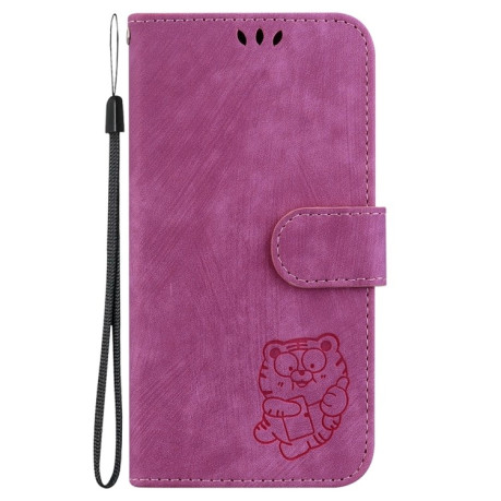 Чохол-книжка Little Tiger Embossed Leather для Samsung Galaxy S24 FE 5G - пурпурно-червоний