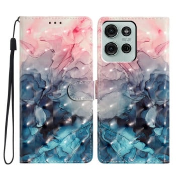 Чохол-книжка 3D Painting для Motorola Moto G75 5G - Pink Blue Marble