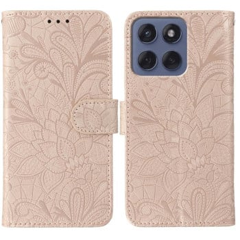 Чехол-книжка Lace Flower Embossing для Motorola Edge 60 Fusion 5G - золото