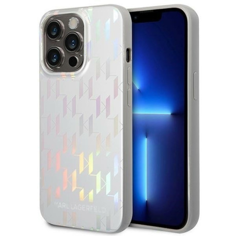 Оригинальный чехол Karl Lagerfeld Monogram Iridescent для iPhone 14 Pro Max - silver