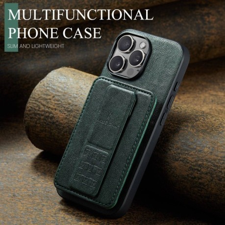 Чохол Fierre Shann Oil Wax Cow Leather Card Holder на iPhone 16 Pro - зелений