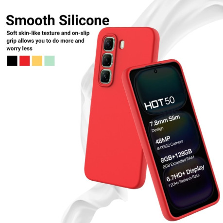Силіконовий чохол Solid Color Liquid Silicone на Infinix Hot 50 4G - червоний