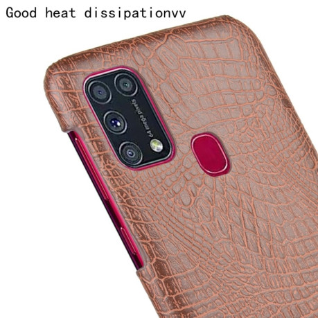 Ударопрочный чехол Crocodile Texture на Samsung Galaxy M31 - коричневый