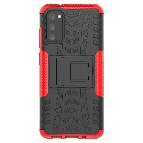 Противоударный чехол Tire Texture на Samsung Galaxy S20 - красный