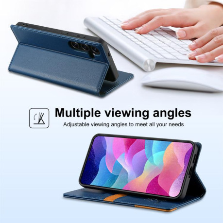 Чохол-книжка N.BEKUS P3 RFID Stitching з кишенькою на карток на Samsung Galaxy S25 FE 5G - синій