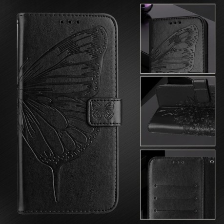 Чехол-книжка Embossed Butterfly для Realme 12+ Global/Narzo 70 Pro - черный