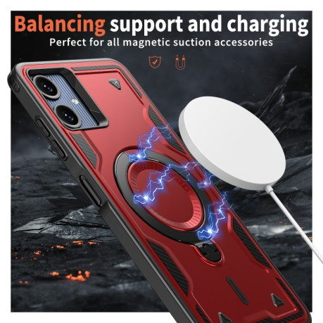 Противоударный чехол MagSafe Holder Armor PC Hybrid для Samsung Galaxy A06 4G - красный