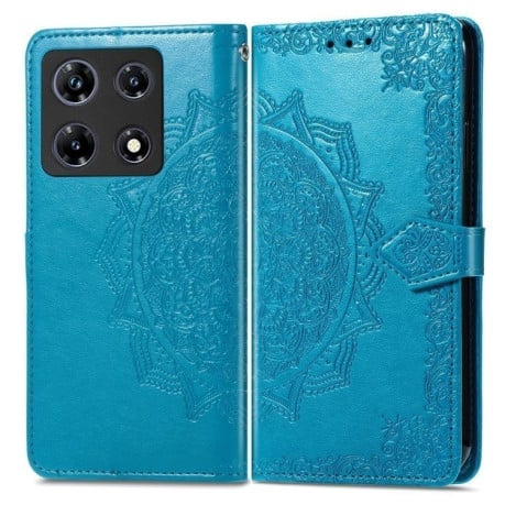 Чохол-книжка з тисненням Mandala та магнітним хлястиком на Infinix Note 30 Pro - синій