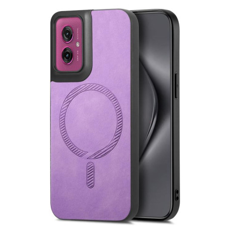 Чехол Retro MagSafe Magnetic PU на Motorola Moto G55 - фиолетовый