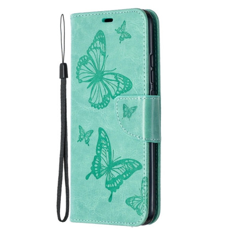 Чехол-книжка Butterflies Pattern на Xiaomi Redmi 9A - зеленый