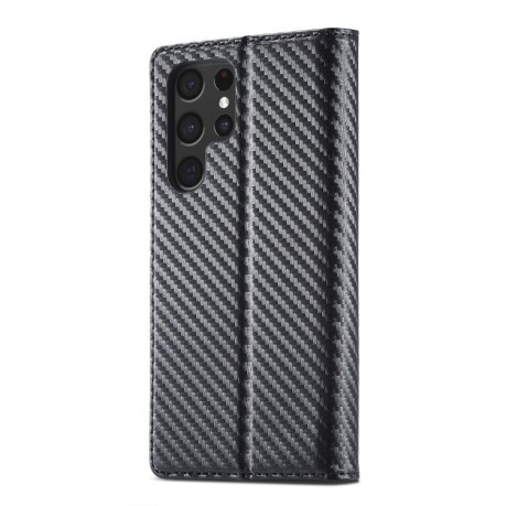 Чехол-книжка LC.IMEEKE Carbon Fiber для Samsung Galaxy S22 Ultra 5G - Vertical Black
