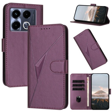 Чехол-книжка Triangle Pattern Buckle Clasp Leather на Infinix Note 40 4G - фиолетовый