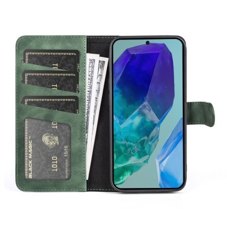 Чохол-книжка Stitching Horizontal Flip Leather для Samsung Galaxy M55 5G - зелений