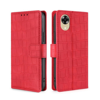 Чехол-книжка с мягким покрытием (Skin Feel), фактура “крокодил” (Crocodile Texture) на OPPO A17k - красный