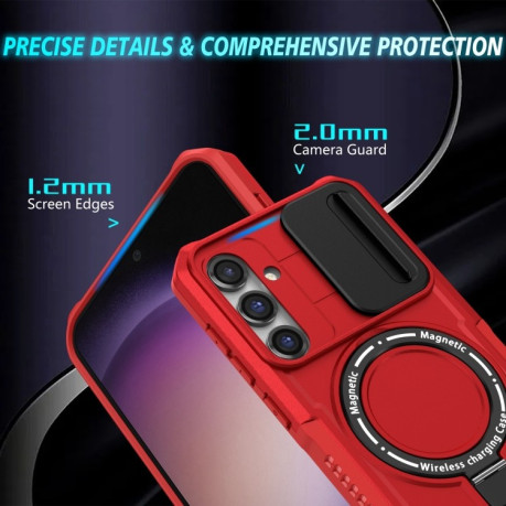 Противоударный чехол Sliding Camshield Magsafe Holder для Samsung Galaxy S23 FE 5G - красный