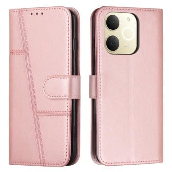 Чехол-книжка со строчкой и фактурой Calf на Realme 15 / 15 Pro — розово-золотой