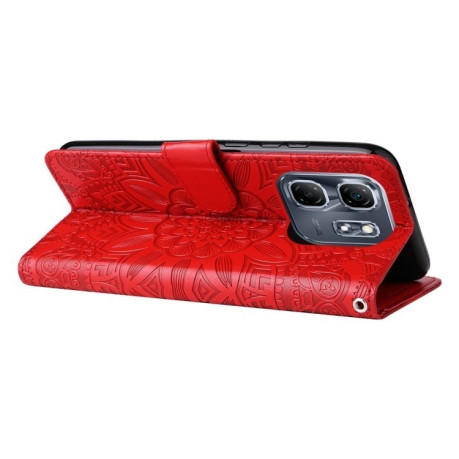 Чехол-книжка Embossed Sunflower для Infinix Hot 50i / Smart 9 - красный