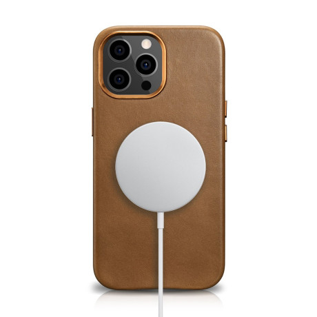 Шкіряний чохол iCarer Leather Oil Wax (MagSafe) для iPhone 13 Pro Max - коричневий