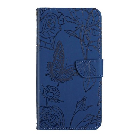 Чехол-книжка Embossed Butterfly для Xiaomi 14T Pro 5G Global - синий