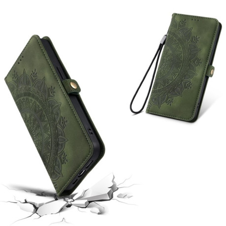 Чехол-книжка Totem Embossed Magnetic Leather для iPhone 16 Pro Max - зеленый