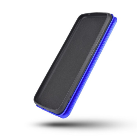 Чехол-книжка Carbon Fiber Texture на Samsung Galaxy A12 / M12 - синий