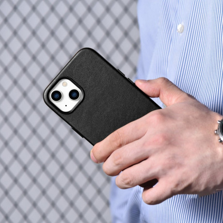 Шкіряний чохол iCarer Genuine Leather (MagSafe) для iPhone 14 Plus - чорний
