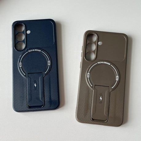 Противоударный чехол Carbon Fiber Texture (MagSafe) на Samsung Galaxy S25 FE 5G - черный