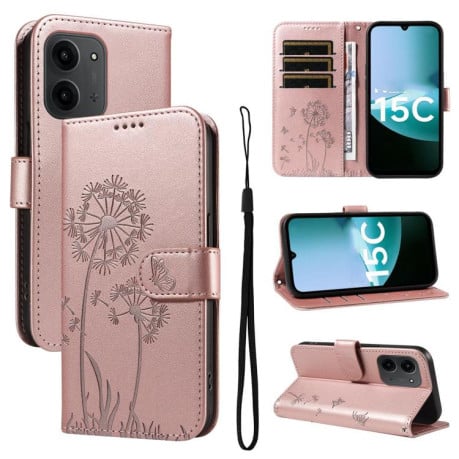 Чехол-книжка Dandelion Embossed Pattern Flip Leather на Xiaomi Redmi 15C 5G / 4G EU 173mm - золото