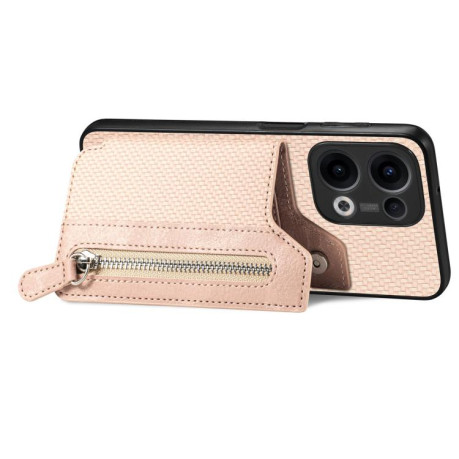 Противоударный чехол Carbon Fiber Horizontal Flip Zipper Wallet для OPPO Reno13 5G - хаки