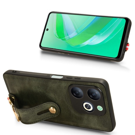 Противоударный чехол Wristband Leather Back для Infinix Smart 8 - зеленый