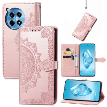 Чохол-книжка Mandala Embossing Pattern на OnePlus Ace 3 Pro – рожеве золото