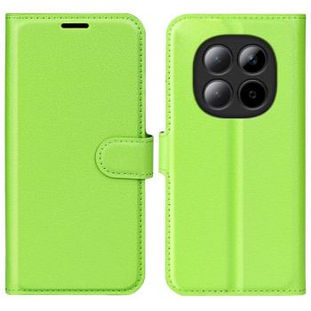 Чехол-книжка с фактурой Litchi и магнитным хлястиком на Xiaomi Redmi Note 15 4G / 5G /Poco M8164mm — зелёный