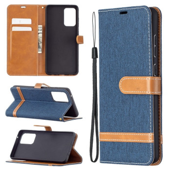 Чехол-книжка Color Matching Denim Texture на Samsung Galaxy A72 - темно-синий