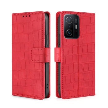 Чехол-книжка с мягким покрытием (Skin Feel), фактура “крокодил” (Crocodile Texture) на Xiaomi Mi 11T/Mi 11T Pro - красный