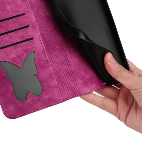 Чехол-книжка Cat Embossing Pattern на Xiaomi Redmi Note 14 5G/Poco M7 Pro 5G - розовый