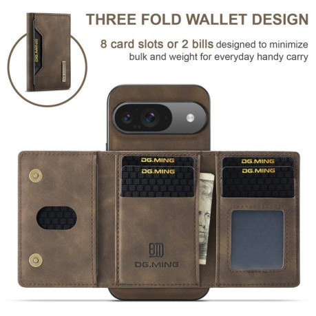 Чохол DG.MING M2 Series 3-Fold Multi Card Bag + Magnetic для Google Pixel 9/9 Pro - кавовий