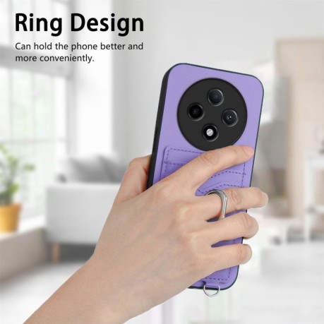 Противоударный чехол R20 Ring Card Holder для OPPO A3 Pro 5G - фиолетовый