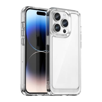 Противоударный чехол  Colorful Acrylic Series с цветной силиконовой боковиной на iPhone 15 Pro Max - прозрачный