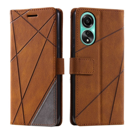 Чехол-книжка Skin Feel Splicing на OPPO A78 4G - коричневый