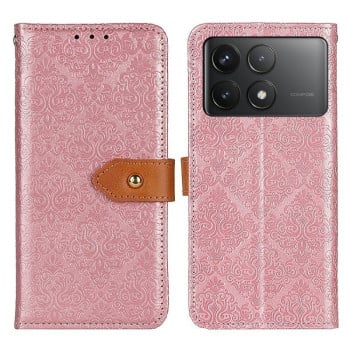 Чехол-книжка European Floral для Xiaomi Poco F6 Pro - розовый