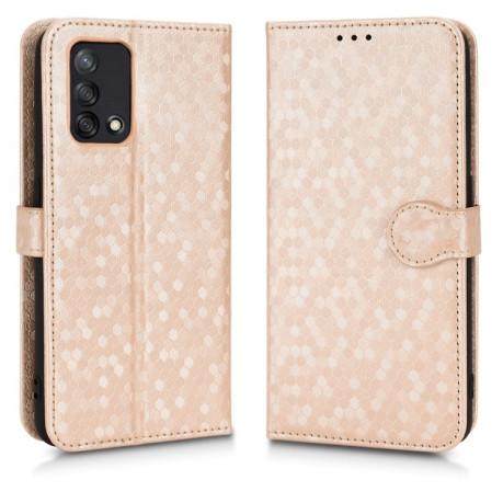 Чехол-книжка Honeycomb Dot для OPPO F19 4G / A74 4G - золотой