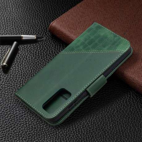 Чехол-книжка Matching Color Crocodile Texture на Samsung Galaxy S20 FE - зеленый