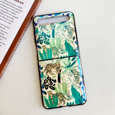 Противоударный чехол Jungle Flowers Pattern для Samsung Galaxy Z Flip - Jungle Leopard