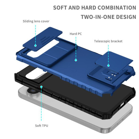 Противоударный чехол Stereoscopic Holder Sliding для Google Pixel 9 Pro XL - синий