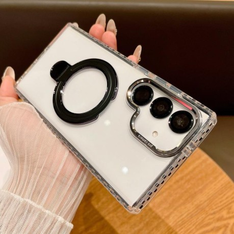 Протиударний чохол Transparent Acrylic MagSafe Lens Holder  для Samsung Galaxy S25 5G - чорний