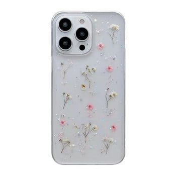 Противоударный чехол Gypsophila Flowers Pattern для iPhone 15 Pro - прозрачный