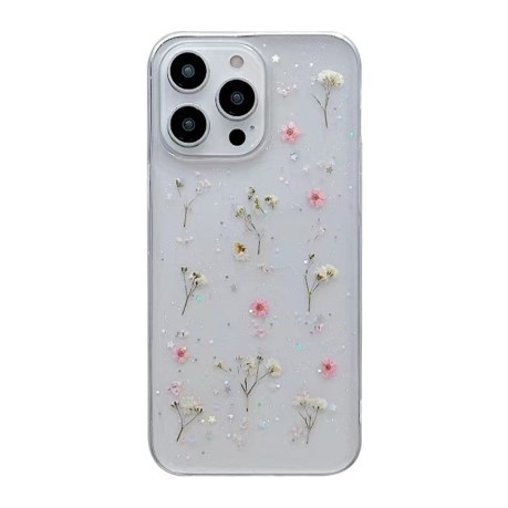 Противоударный чехол Gypsophila Flowers Pattern для iPhone 15 Pro Max - прозрачный