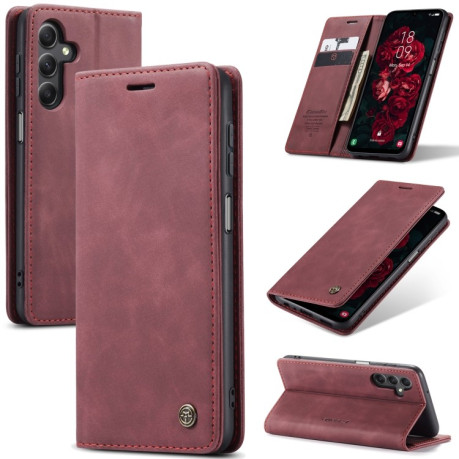 Кожаный чехол CaseMe-013 Multifunctional на Samsung Galaxy A25 5G - винно-красный