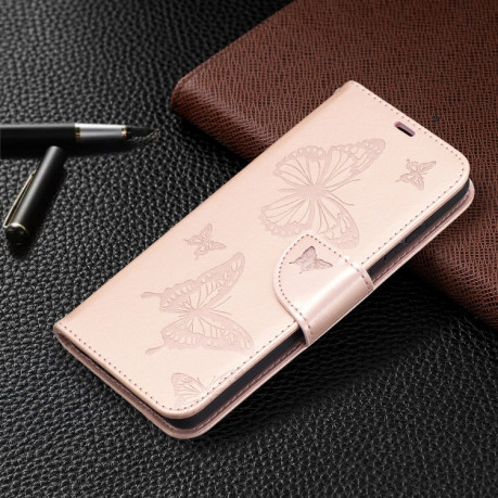 Чехол-книжка Butterflies Pattern на Samsung Galaxy A52/A52s - розовое золото